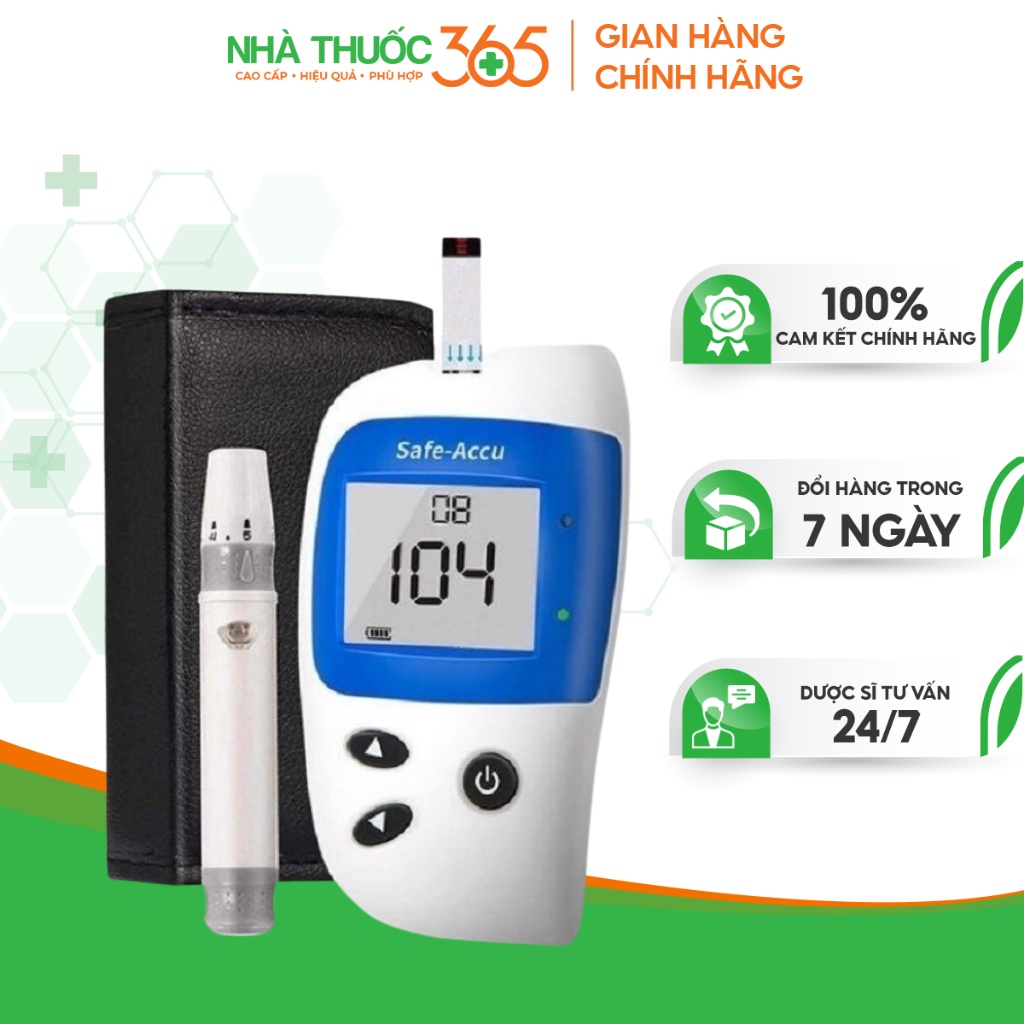 Máy Đo Đường Huyết Safe Accu 2 Chính Hãng Sinocare Tặng Kèm 50 Que Và 50 Kim