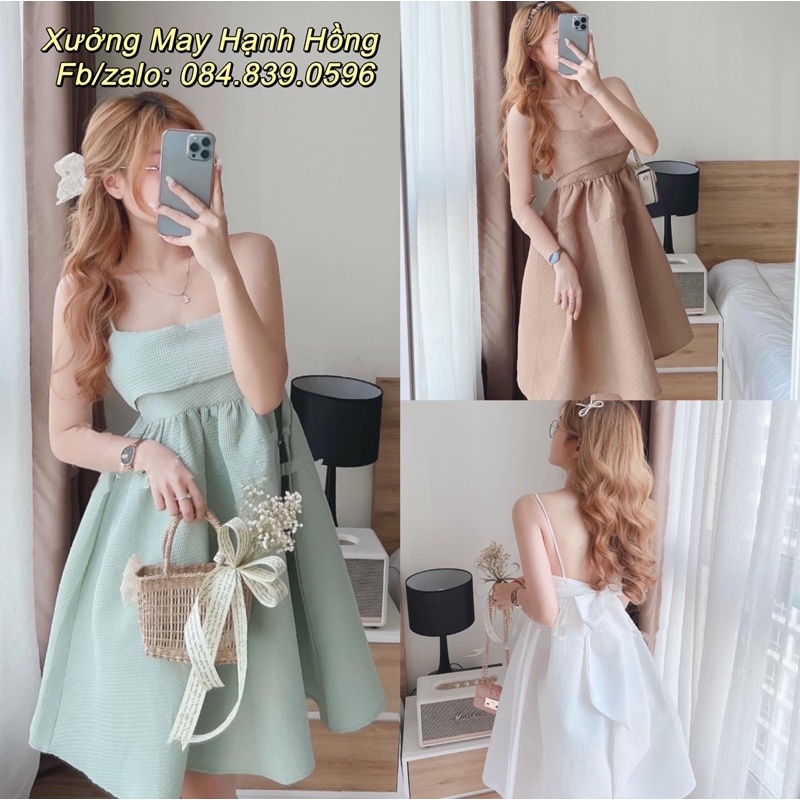 Váy hai dây nơ lưng sang chảnh