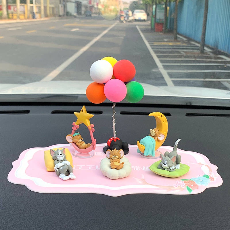 Cat and Mouse Car Decoration Hand-Made Car Accessories Tom Jerry Mouse Doll Dashboard Cute Cartoon Car Auto department store supplies