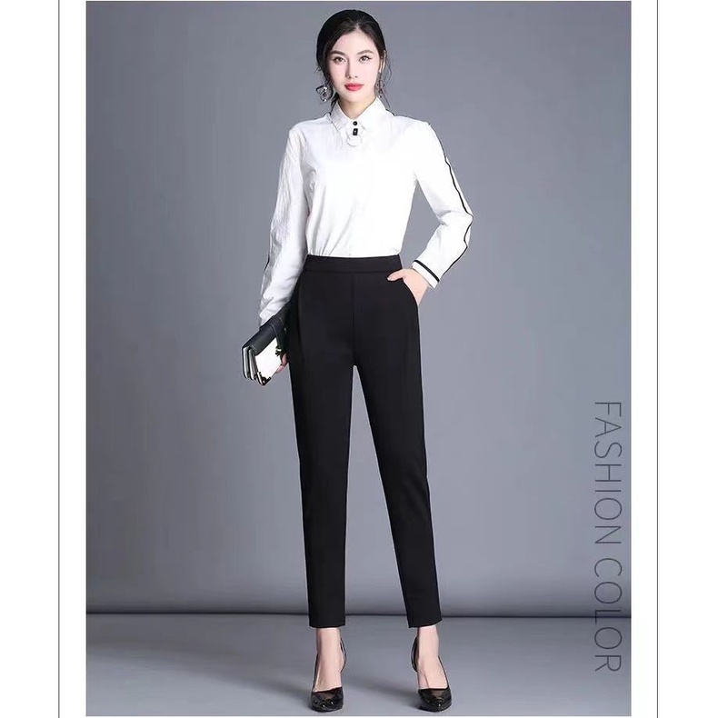 Quần Harem Màu Đen Lưng Thun Co Giãn 37-100KG Dành Cho Nữ C8433