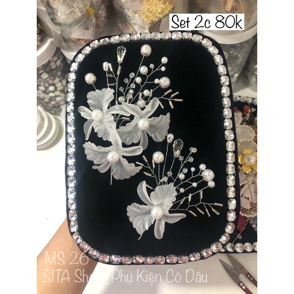 set 2 cài tóc cô dâu hoa trắng