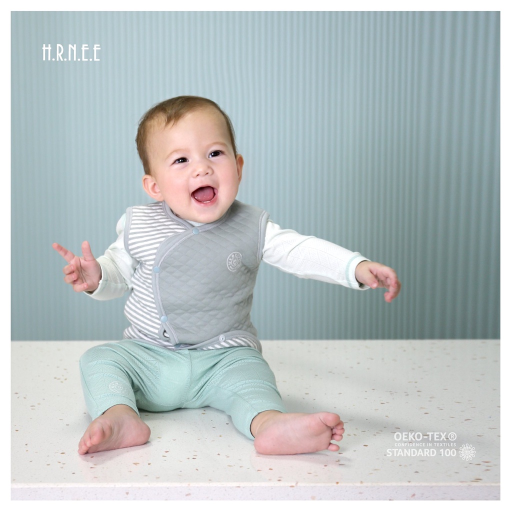 HRNEE Áo Gile Cài Chéo Cho Bé Sơ Sinh Đến 6 Tháng Tuổi