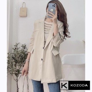 Áo blazer nữ áo vest túi ngực form rộng khoác ngoài phong cách hàn quốc màu nâu be 2 lớp chất đẹp kozoda AK5