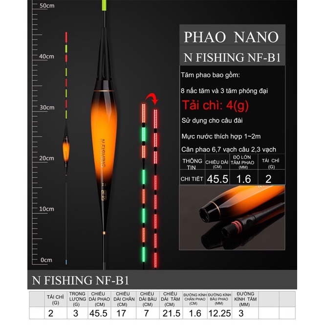 Phụ kiện câu đài,phao câu đài - Phao chép đổi màu NF
