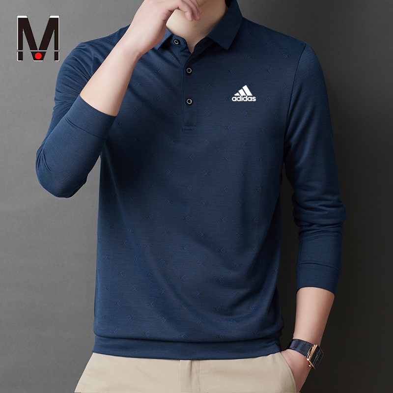 Áo thun polo tay dài có cổ 3 màu sắc thời trang dành cho nam giới trung niên