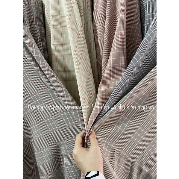 Vải đẹp TUYTSI kẻ may váy vest quần công sở
