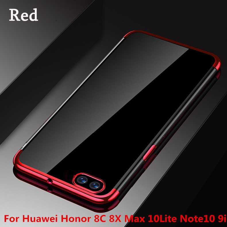 Ốp điện thoại mềm viền màu trong suốt dành cho Huawei Honor 8C 8X Max 10 Lite Note 10 9i