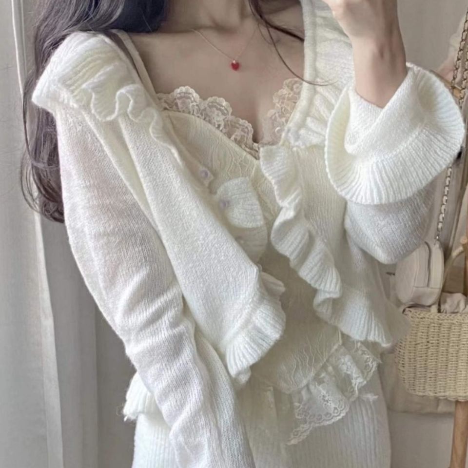 Áo Khoác Len Dài Tay Thiết Kế Mới Ngọt Ngào Thời Trang Dành Cho Mùa Thu Đông