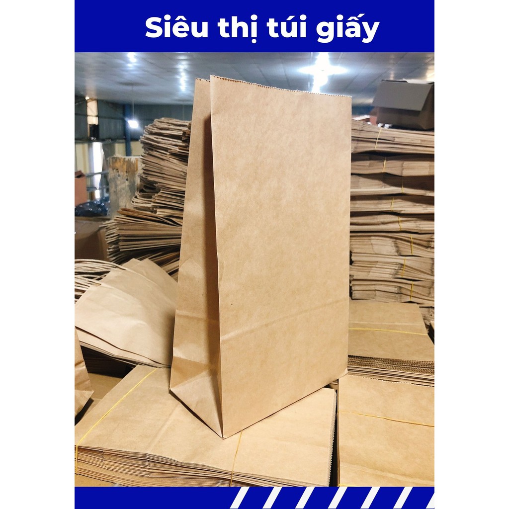 COMBO 10 CHIẾC TÚI GIẤY KRAFT XI MĂNG S2: 19.5x10x33 cm KHÔNG QUAI ( ẢNH THẬT SHOP TỰ CHỤP)