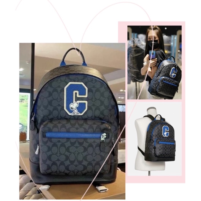TNS-Balo form vuông cao cấp laptop peanut snoopy west backpack-unisex -đen chữ logo xanh