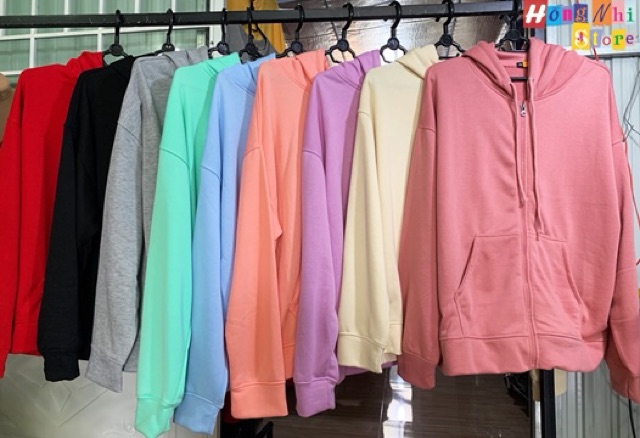 Áo Khoác Hoodie Zip Trơn Oversize Ulzzang Unisex Hoodie Dây Kéo Màu Kem Dáng Rộng - MM | BigBuy360 - bigbuy360.vn