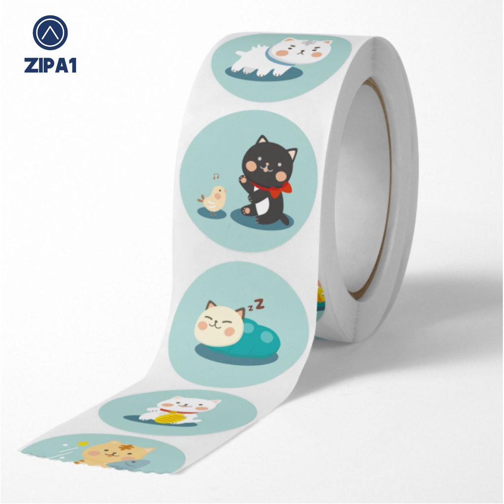 500 miếng dán sticker hình Mèo con dễ thương - 2.5x2.5cm / miếng - A1021 - Zip A1