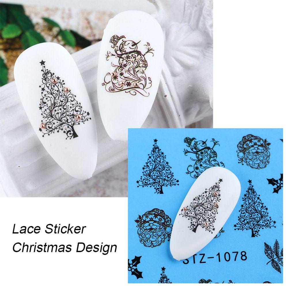 Miếng Dán Trang Trí Móng Tay 4 Trong 1 Chủ Đề Giáng Sinh Màu Trắng Đen DIY