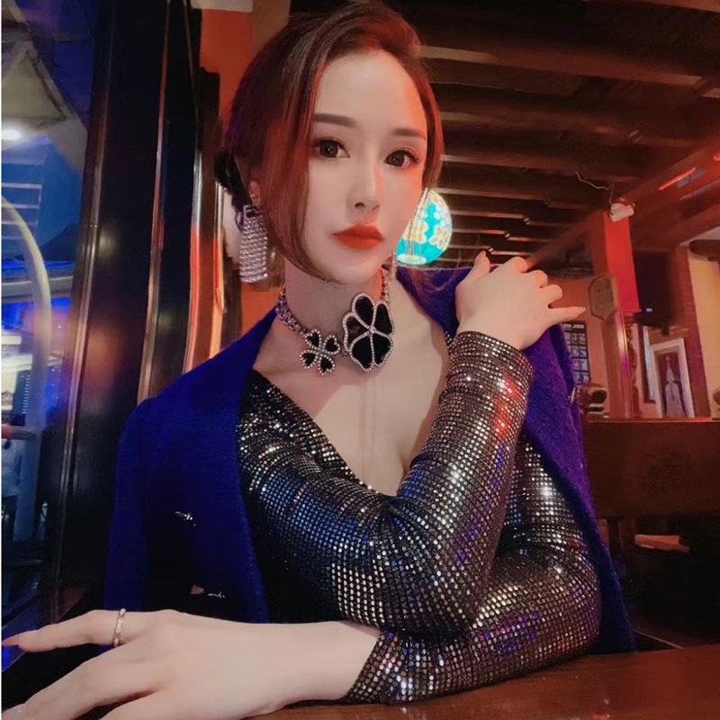 The new Ysl Vòng cổ Hình Hoa Cỏ Thả Men Kim Cương Lấp Lánh Thời Trang Công Nghiệp Nặng