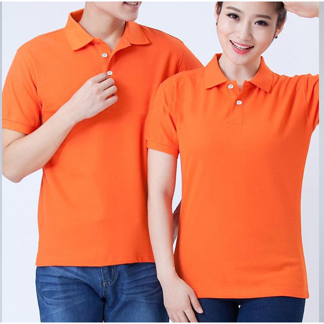 Áo thun polo nam nữ cổ bẻ HUTA PT012 màu cam, vải cá sấu 4 chiều, ngắn tay