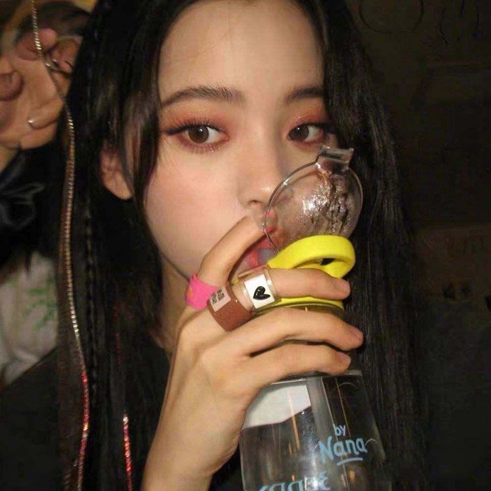 Nhẫn Nhựa In Chữ Phong Cách Hiphop Thời Trang Cho Nữ