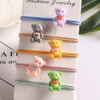 Set 5 Dây Thun Cột Tóc buộc tóc Hình Gấu Đeo Nơ đẹp phong cách Hàn Quốc dễ thương siêu cute hot hit y hình giá rẻ