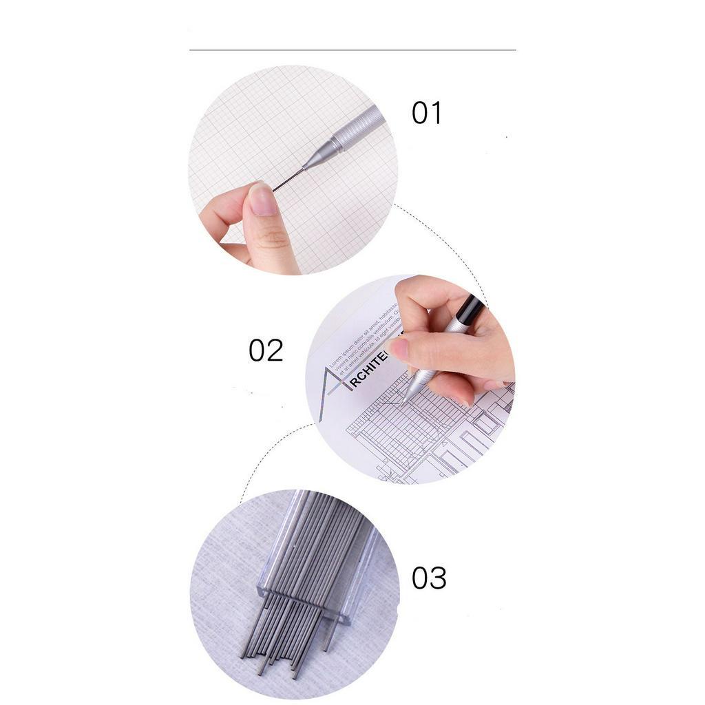 Ruột bút chì kim Decorme ngòi chì kim 0.5 - 0.7mm combo bút chì kèm tẩy phụ kiện văn phòng phẩm
