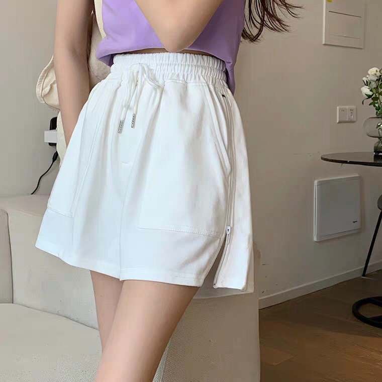 Quần Short Khóa Kéo Ống Rộng Nữ 🌸 Shorts đùi thun da cá trơn màu Đen | Trắng | Tím ulzzang hàn quốc SIÊU HOT 🌸 | WebRaoVat - webraovat.net.vn