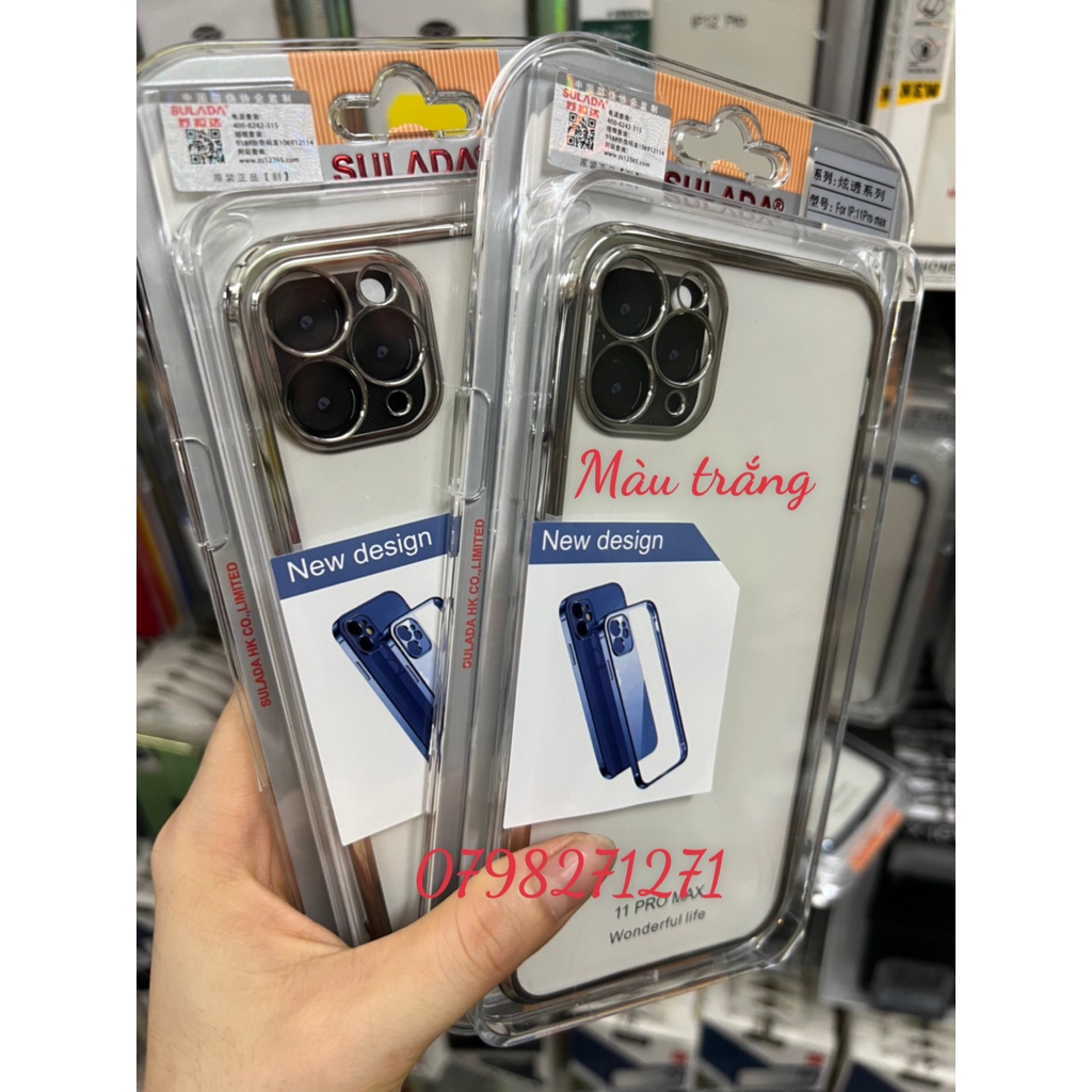 VIỀN VUÔNG MÀU TÍM  ốp lưng sulada trong viền vuông màu IPHONE 12 13 PRO MAX  bảo vệ camera