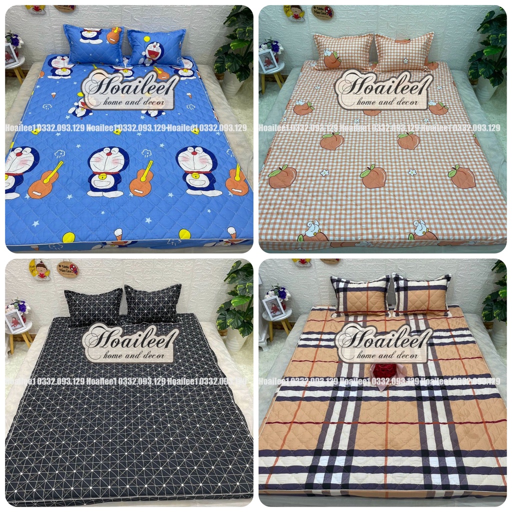(Set 5 món) Bộ Chăn Ga Gối Trần Bông Ga Chun Ga Trải Giường Nhiều Kích Thước  Mẫu Mẫ Đa Dạng M6 M8 2M2