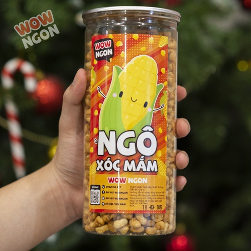 Ngô sấy giòn xóc mắm cay thơm ngon, Ăn vặt WowNgon