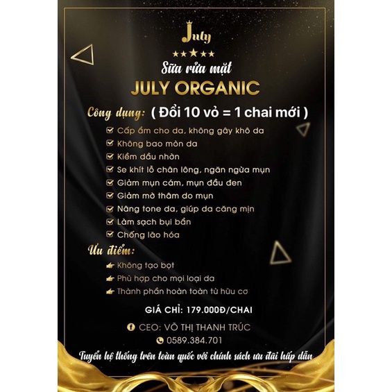 SỮA RỬA MẶT JULY - 100% HỮU CƠ