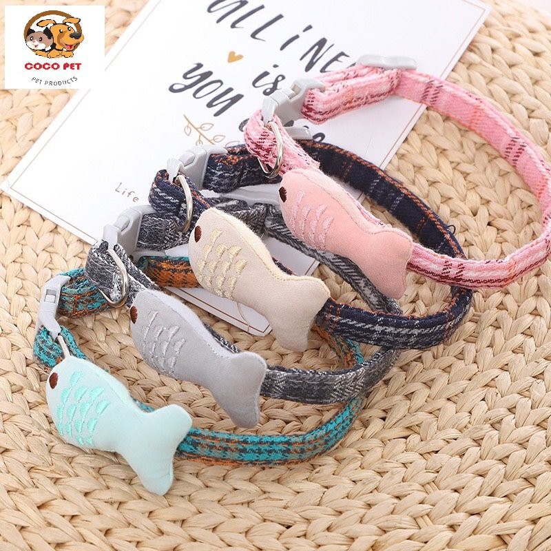 Vòng Cổ Cho Chó Mèo Đính Nơ Hình Cá Siêu Dễ Thương