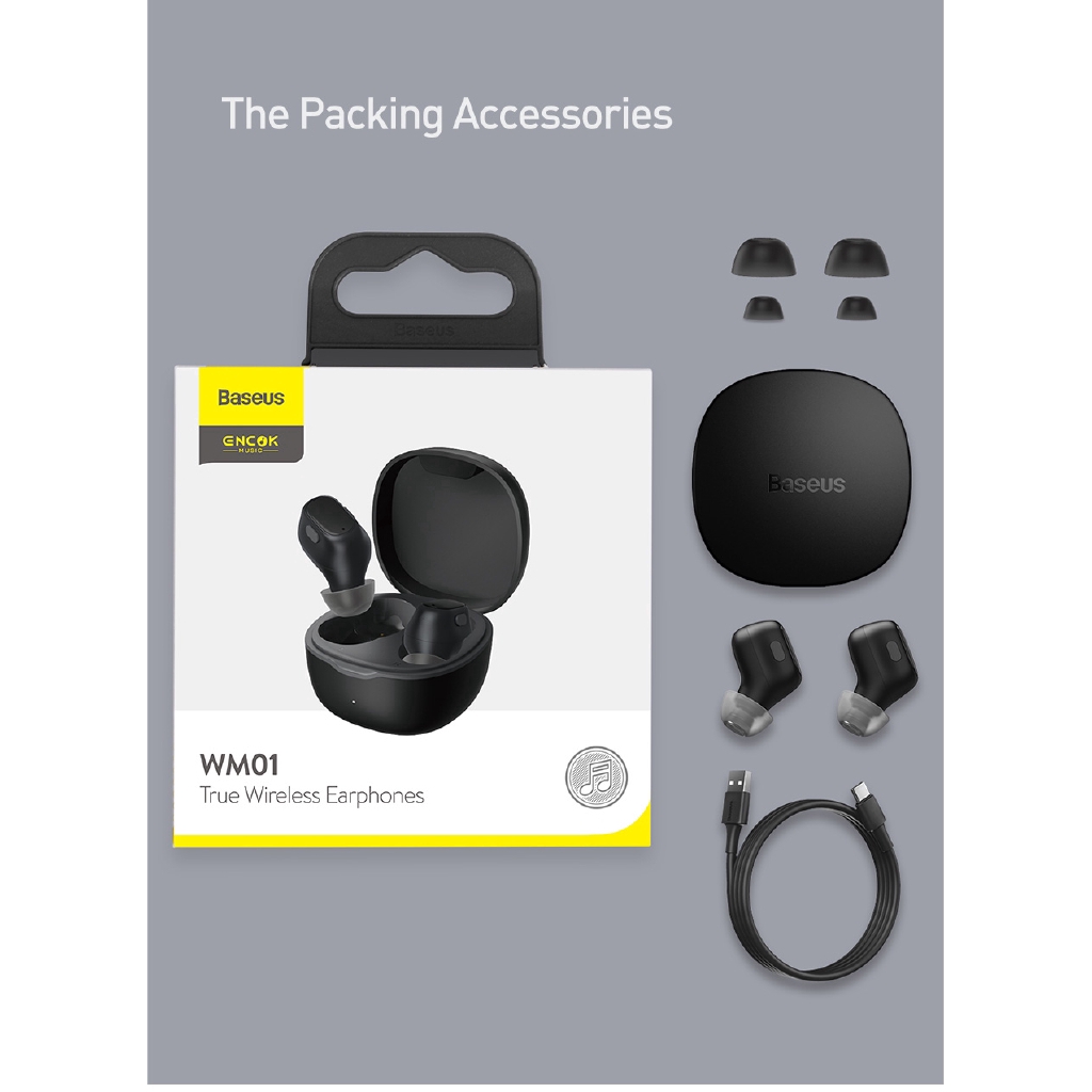 Tai Nghe Không Dây Baseus WM01 Mini TWS Bluetooth 5.0 Cho Iphone Xiaomi