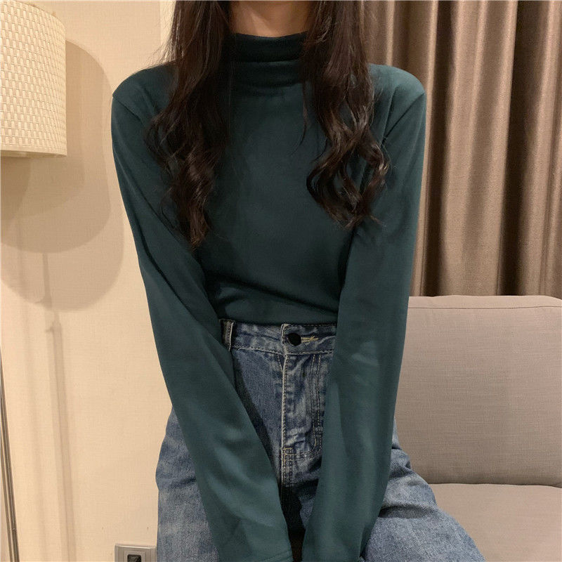 Áo dệt kim hai mặt giữ nhiệt cổ cao dài tay phù hợp cho nữ