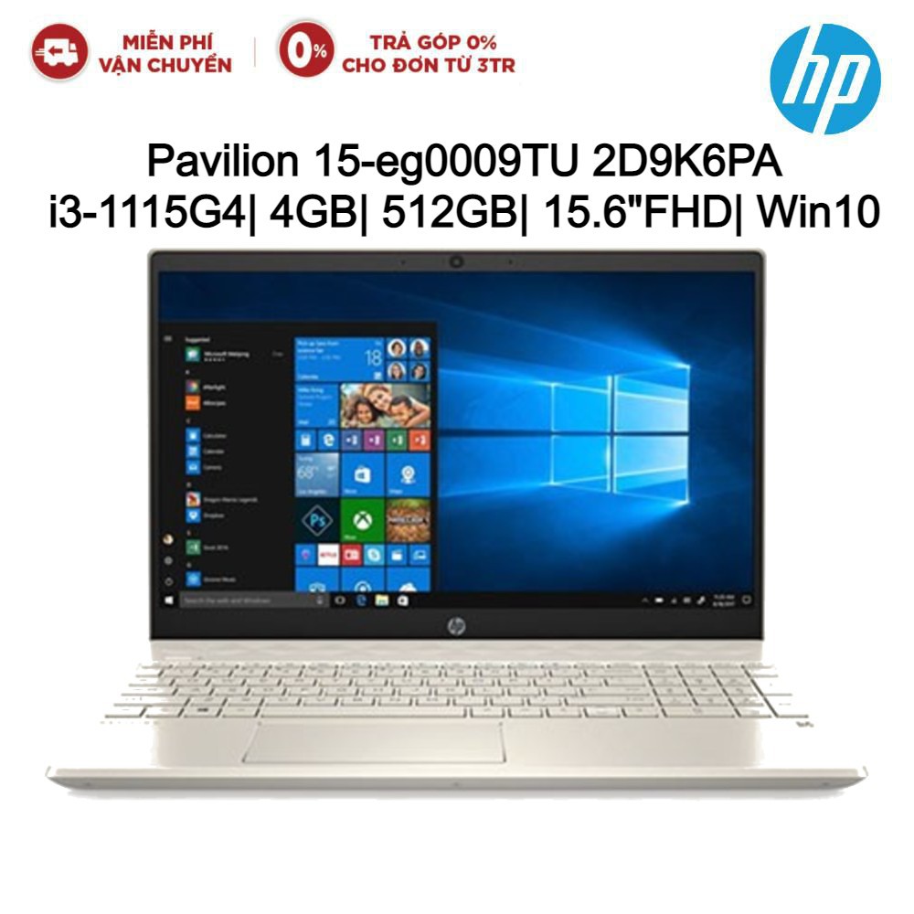 Laptop HP Pavilion 15-eg0009TU 2D9K6PA i3-1115G4| 4GB| 512GB| OB| 15.6&quot;FHD| Win10+Office