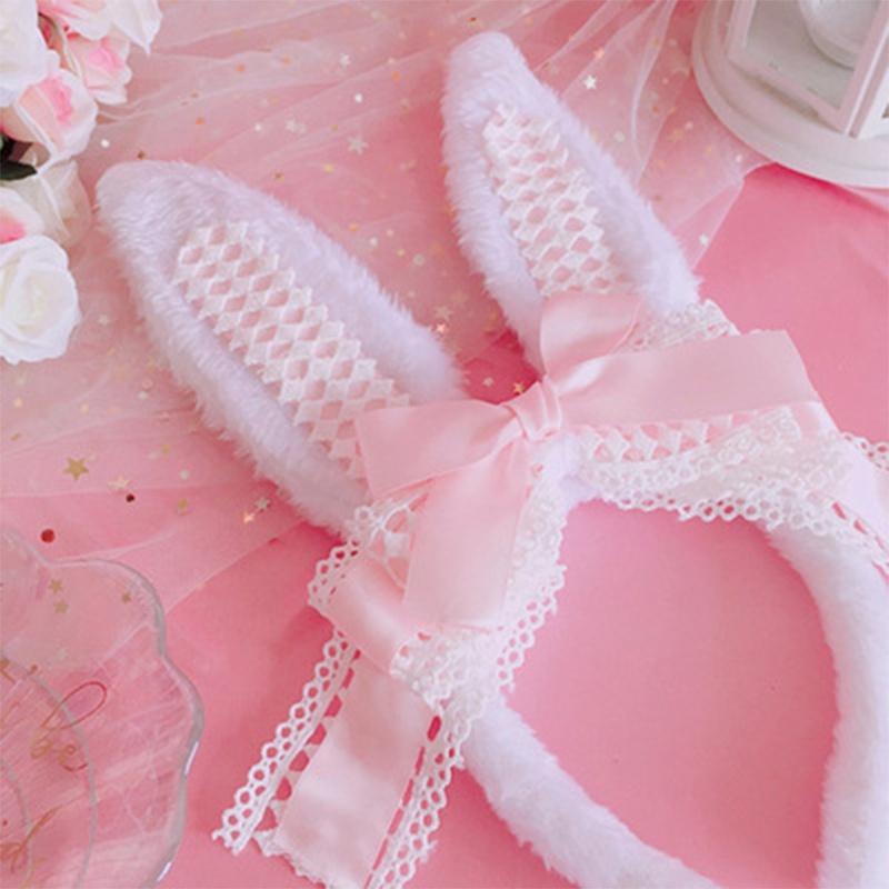 Băng Đô Tai Thỏ Bằng Lông Nhung Dễ Thương Xinh Xắn Dành Cho Nữ