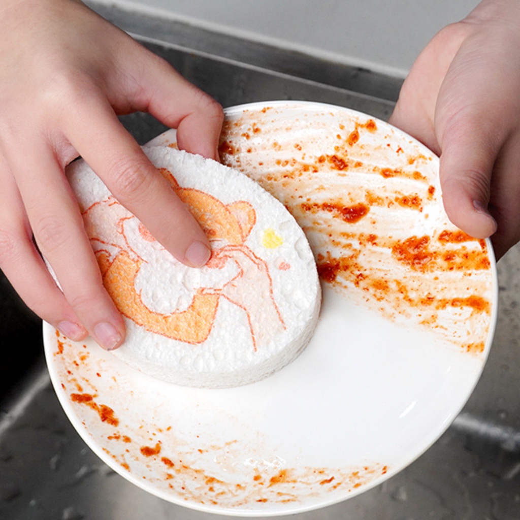 Miếng Bọt Biển Rửa Chén Bát Dễ Thương Dạng Nén Chống Vi Khuẩn Cao Thân Thiện Với Môi Trườn