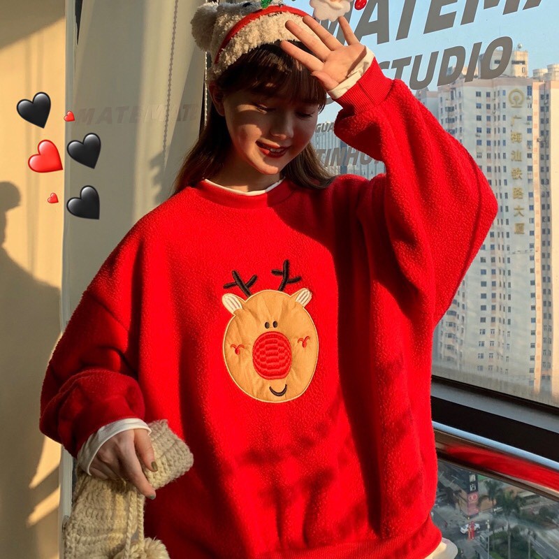 ÁO NOEL NỈ THỤNG PHỐI VẠT CỰC XINH - ÁO SWEATER GIÁNG SINH Tuần Lộc Cây Thông Người Tuyết Đỏ Xanh Trắ