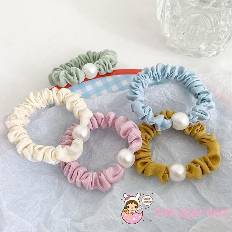 Dây buộc tóc đính ngọc trai màu sắc thời trang cho nữ