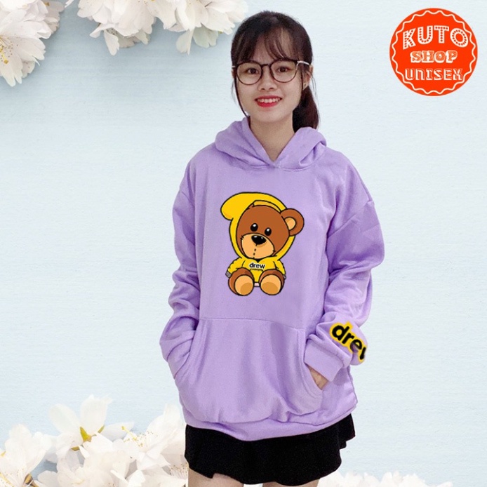 ÁO HOODIE DREW Nỉ Ngoại Cao Cấp In Pet Siêu Bền Siêu Đẹp (HD2840 - Gấu Bông - Kèm Ảnh Thật) (TONI SHOP)