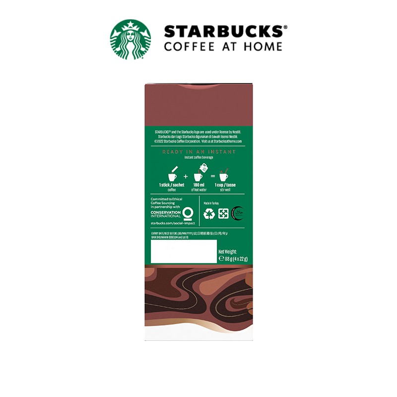 Cà phê hòa tan cao cấp Starbucks Mocha (Hộp 4 gói x 22g)