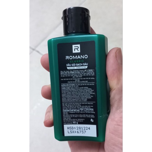 Dầu gội sạch gàu dưỡng da đầu Romano 5 in1  60gr