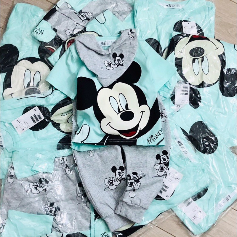 Bộ mickey kèm yếm sz1-5/6y | xuất dư