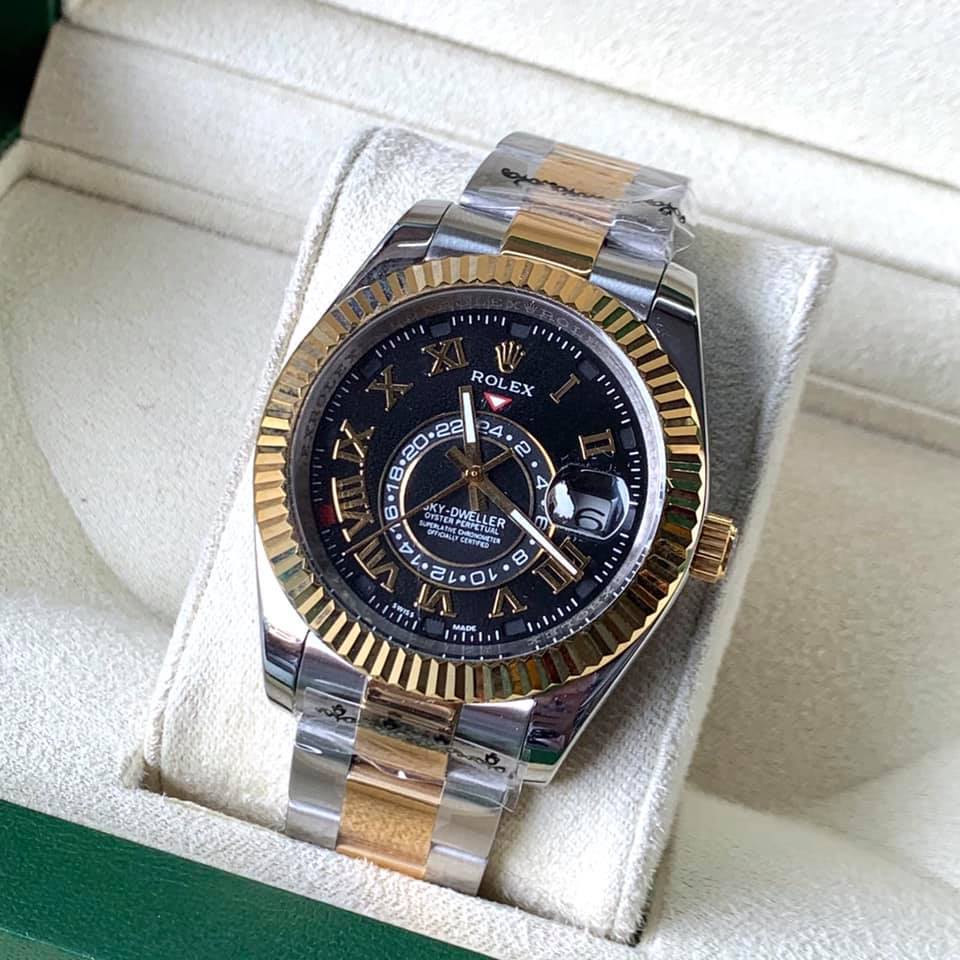 Đồng hồ Nam Rolex máy nhật vàng dòng cơ Automatic mặt size 41mm số la mã vỏ vàng