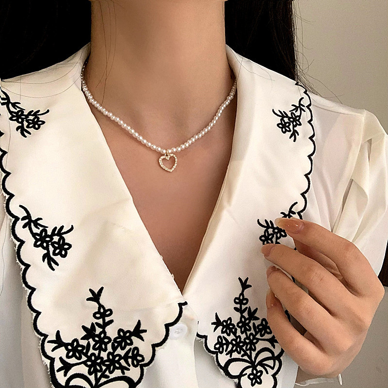 Dây Chuyền Đính Đá Ngọc Trai Hình Trái Tim Sang Trọng 19926