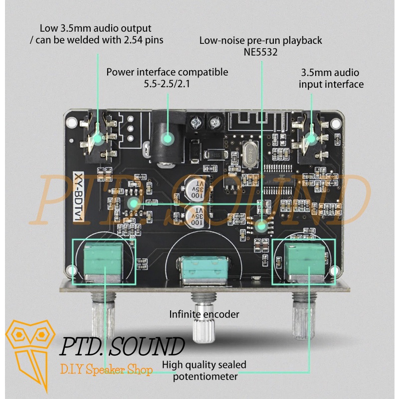 Mạch Sinilink XY - BDT chỉnh âm sắc bluetooth 5.1. Mã Ampli âm sắc XY-BDT Dùng DIY loa từ PTD Sound