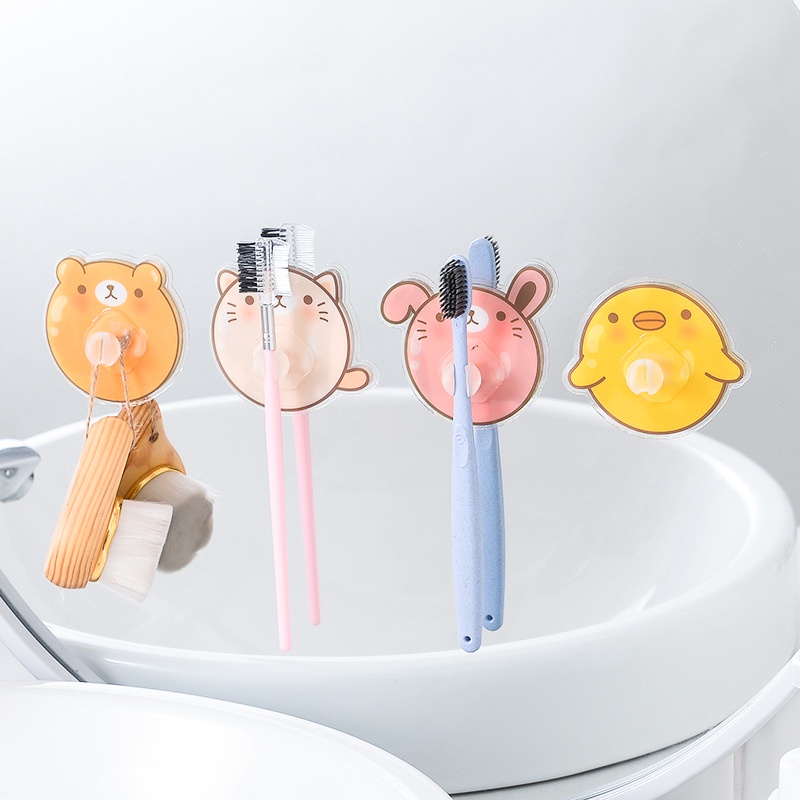 Móc Treo Bàn Chải Đánh Răng Tự Dính Mạnh Họa Tiết Hoạt Hình Đa Năng Chống Thấm Nước Siêu Bền