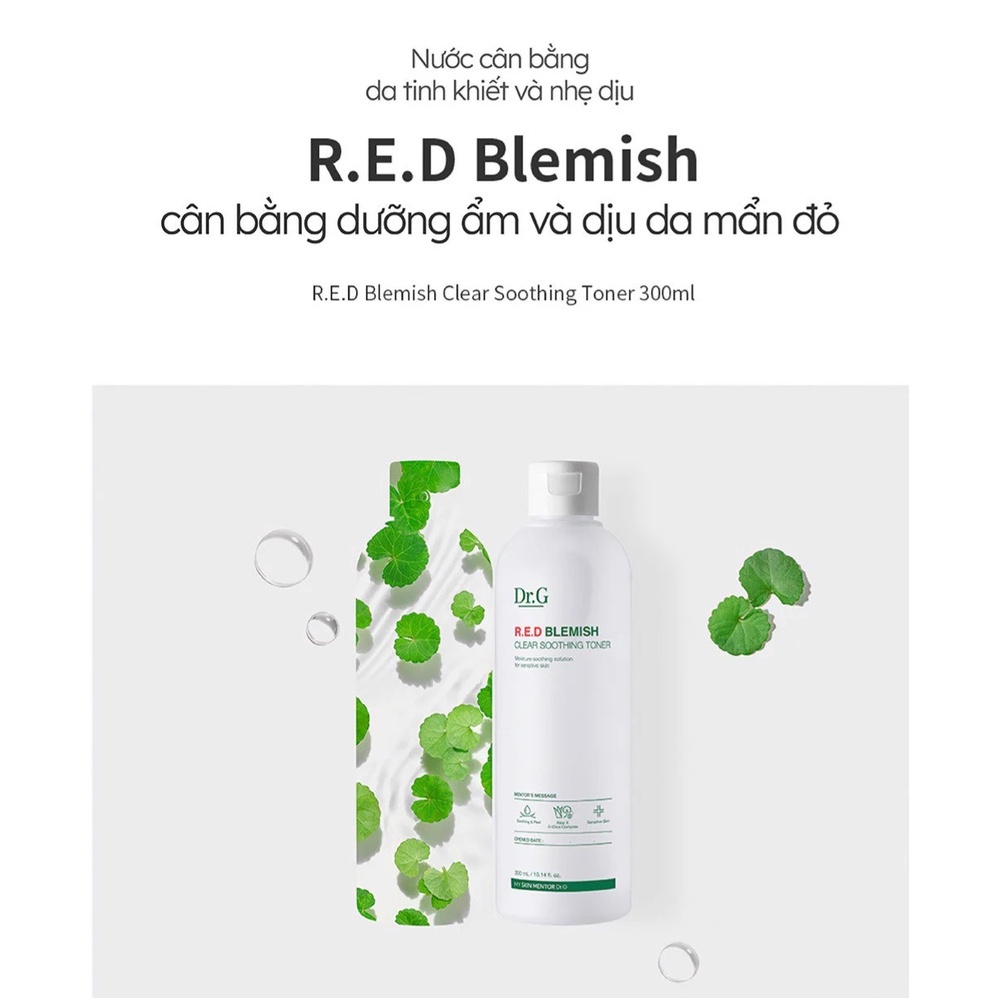 Nước Hoa Hồng AHA-BHA Loại Bỏ Tế Bào Chết và Dưỡng Ẩm Sâu Dr.G R.E.D Blemish Clear Soothing Toner 300ml