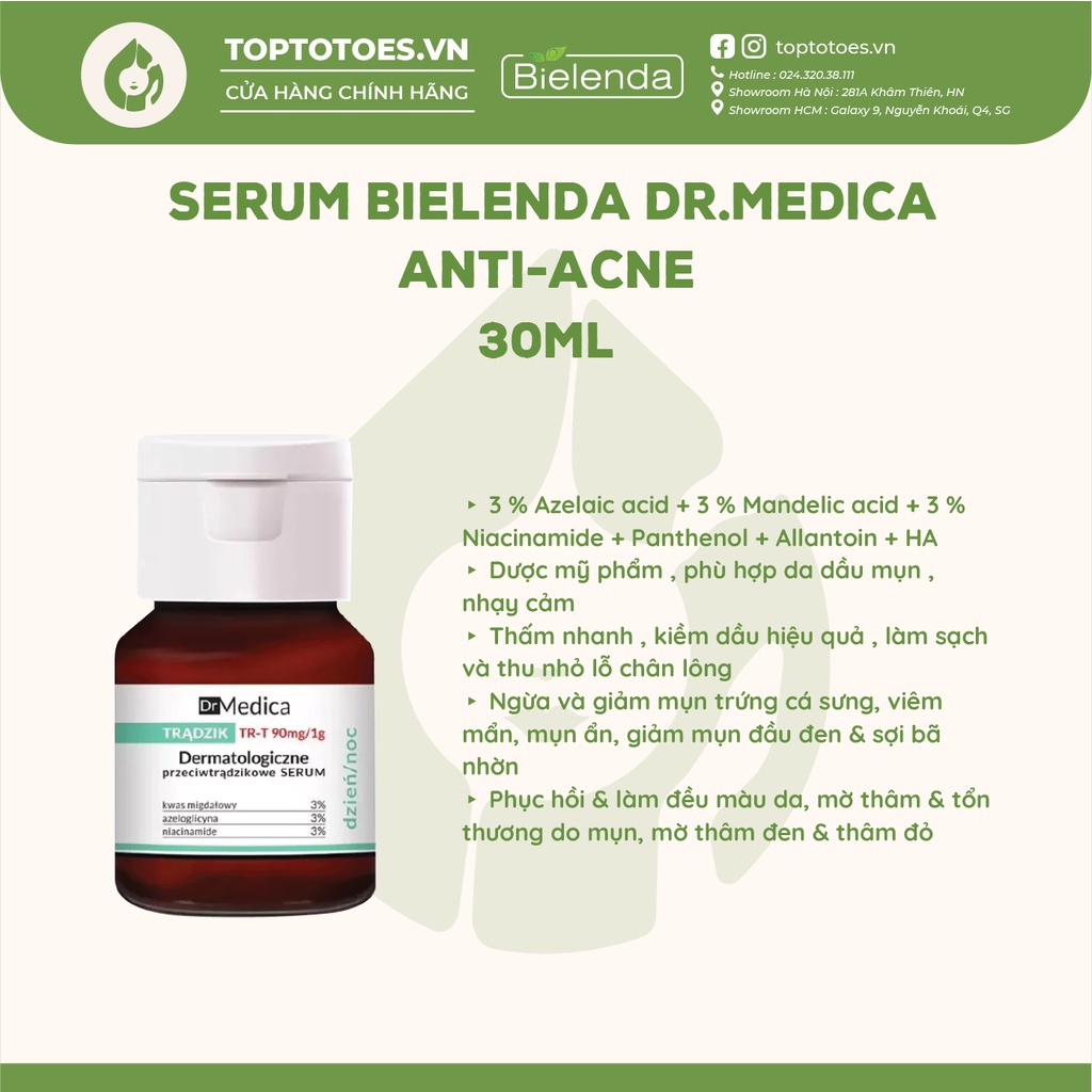 Serum Bielenda Dr Medica Antiacne Dermatological 30ml giảm mụn, ngừa thâm