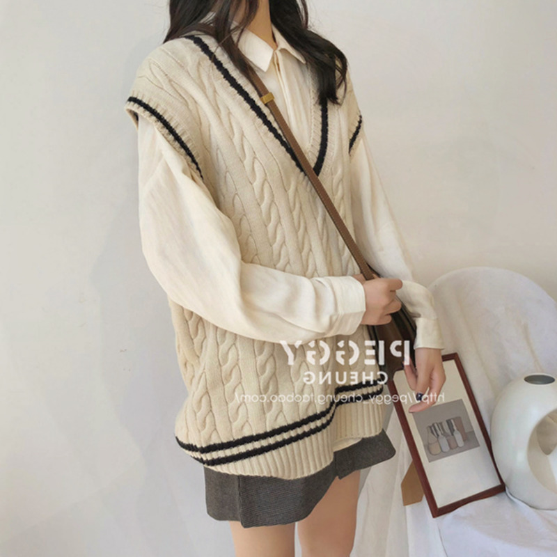 Áo len không tay RENJIANVSHENG dáng rộng thời trang cao cấp cho nữ