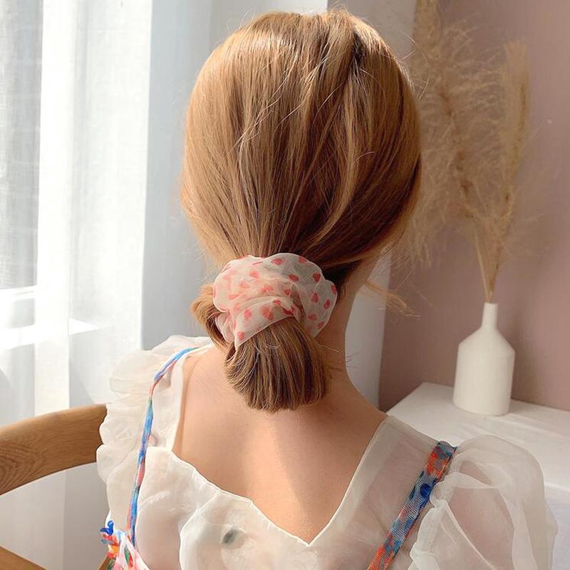 Dây buộc tóc hình trái tim có độ co giãn tốt 8cm