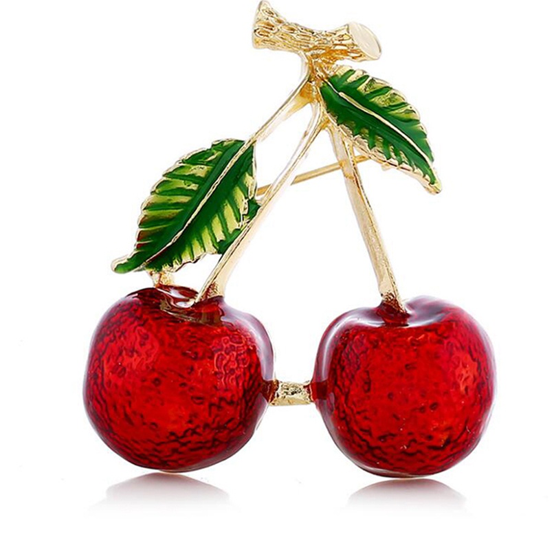 Ghim Cài Áo Hình Quả Cherry Đính Đá Đáng Yêu