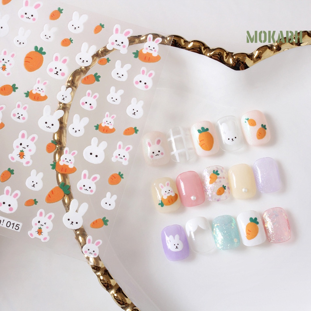 Miếng Dán Trang Trí Móng Tay Hình Hoa Hồng Và Thỏ Dễ Thương DIY Dành Cho Nữ