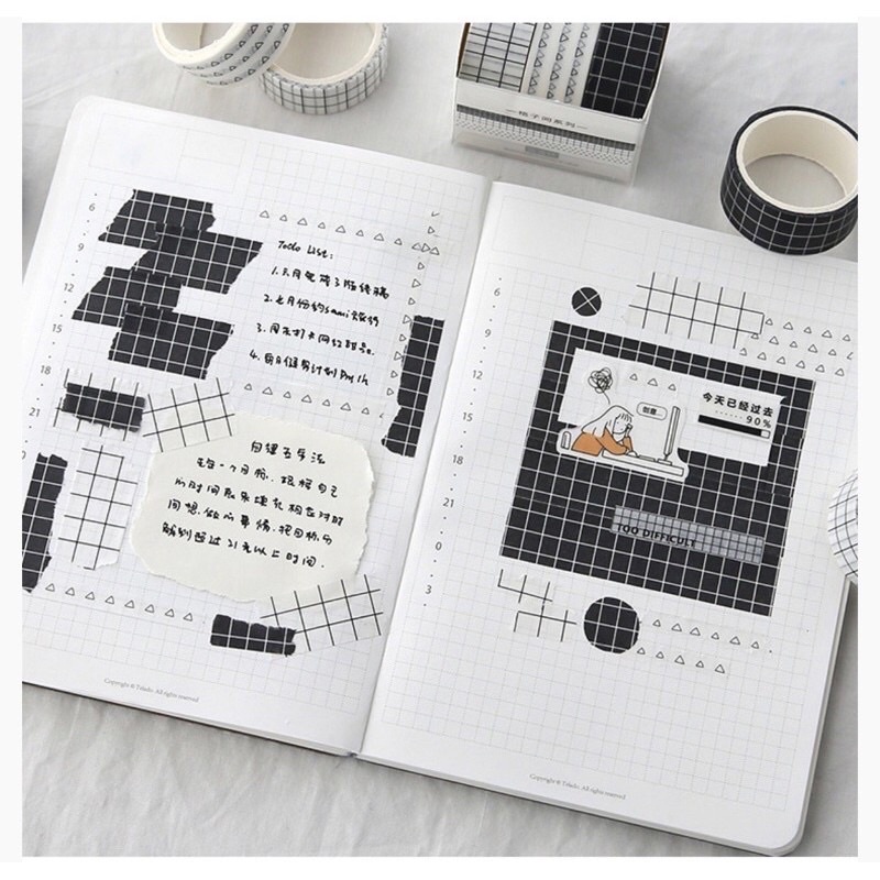 [12 mẫu] Set 3 và 5 cuộn băng dính washi tape trang trí sổ nhật ký